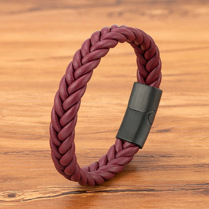 Braided Leather Cuff Bracelet for Men