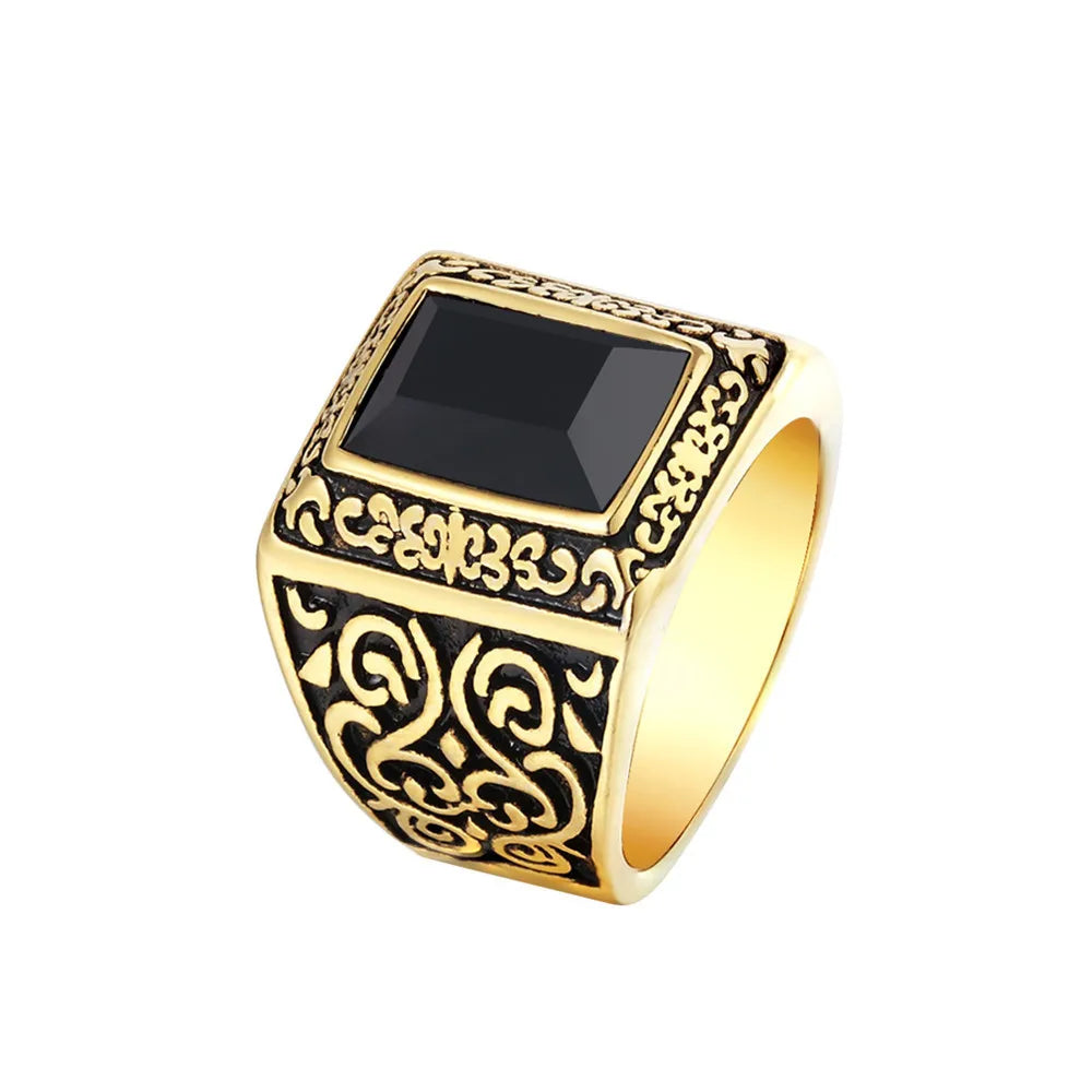 Vintage Black Obsidian Signet Ring