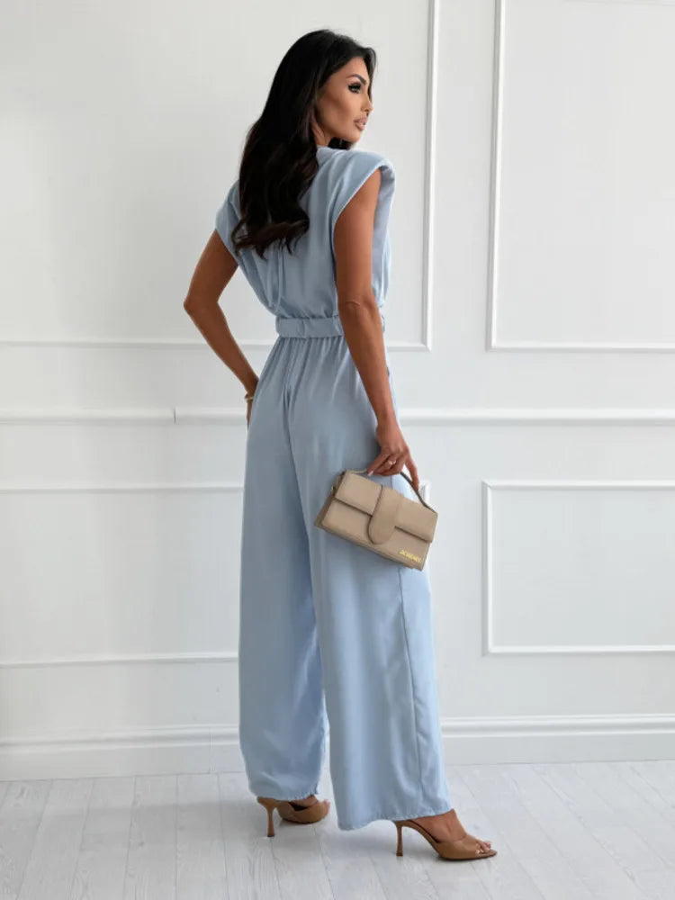 Sophia Elegant Wide Leg Jumpsuit with Belt