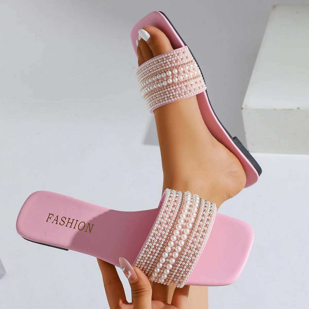 Luxury Pearl Heeled Flats