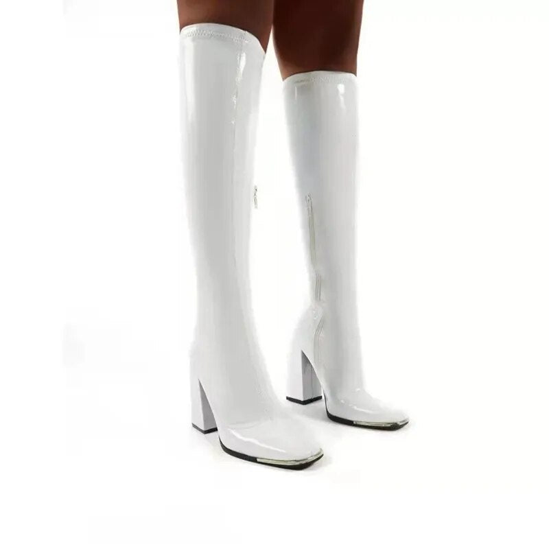 White clearance vinyl boots