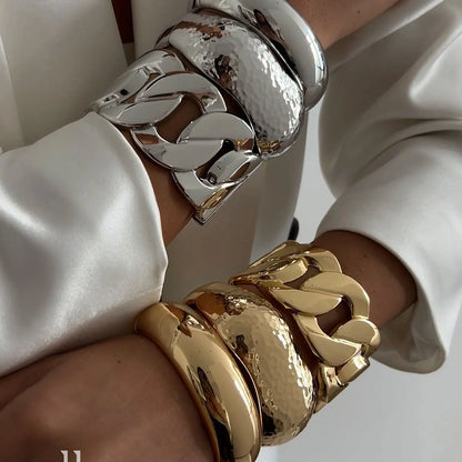 Bold Metal Statement Cuff Bracelet