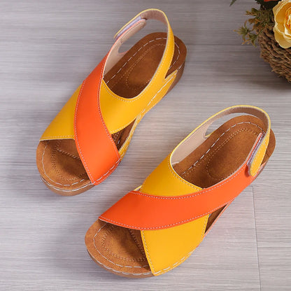 Casual Style Colorblock Wedge Sandals