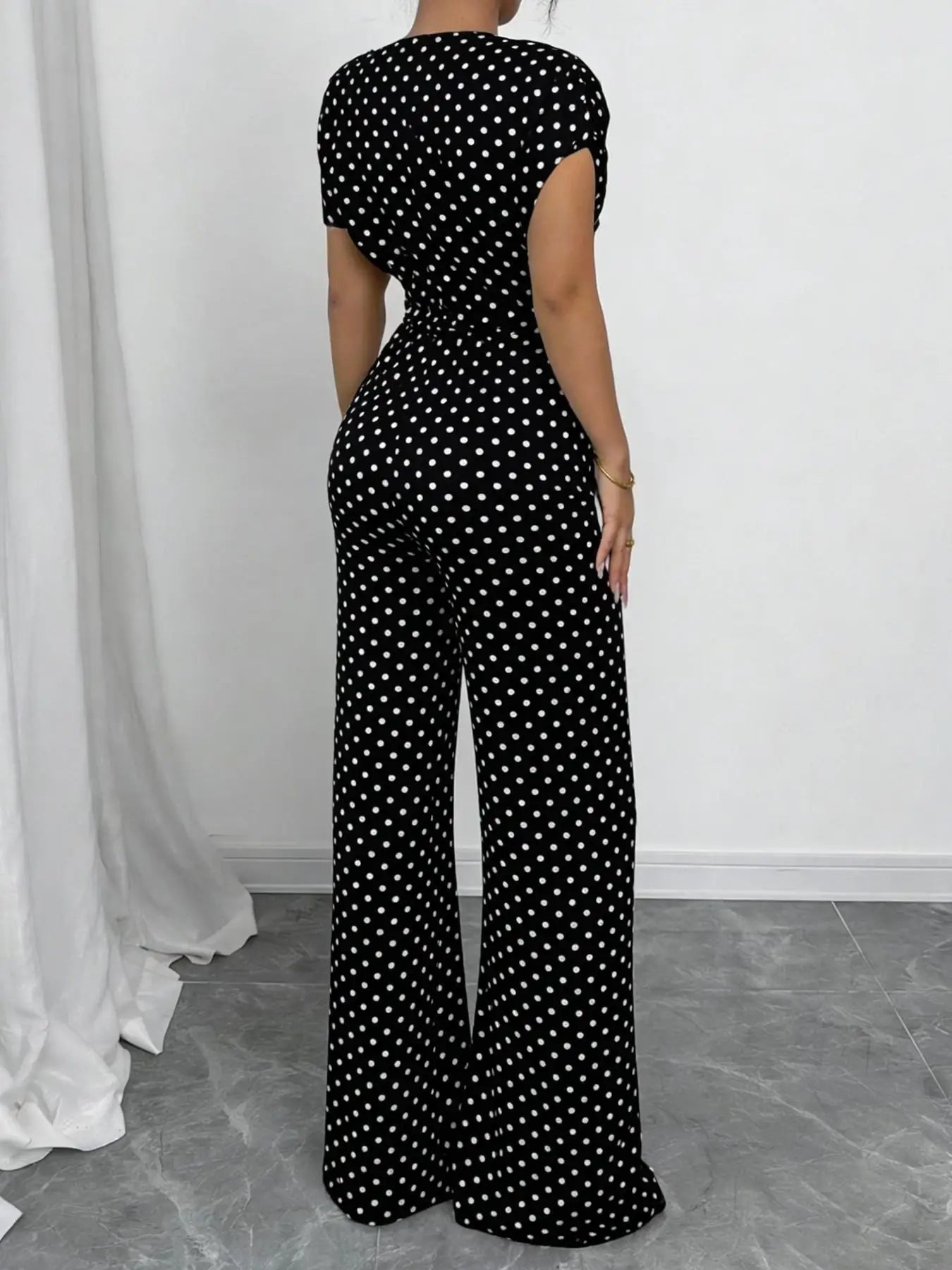 Slanted Shoulder Wide Leg Jumpsuit