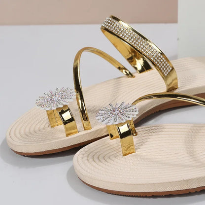 Luxury Rhinestone Flat Sandals
