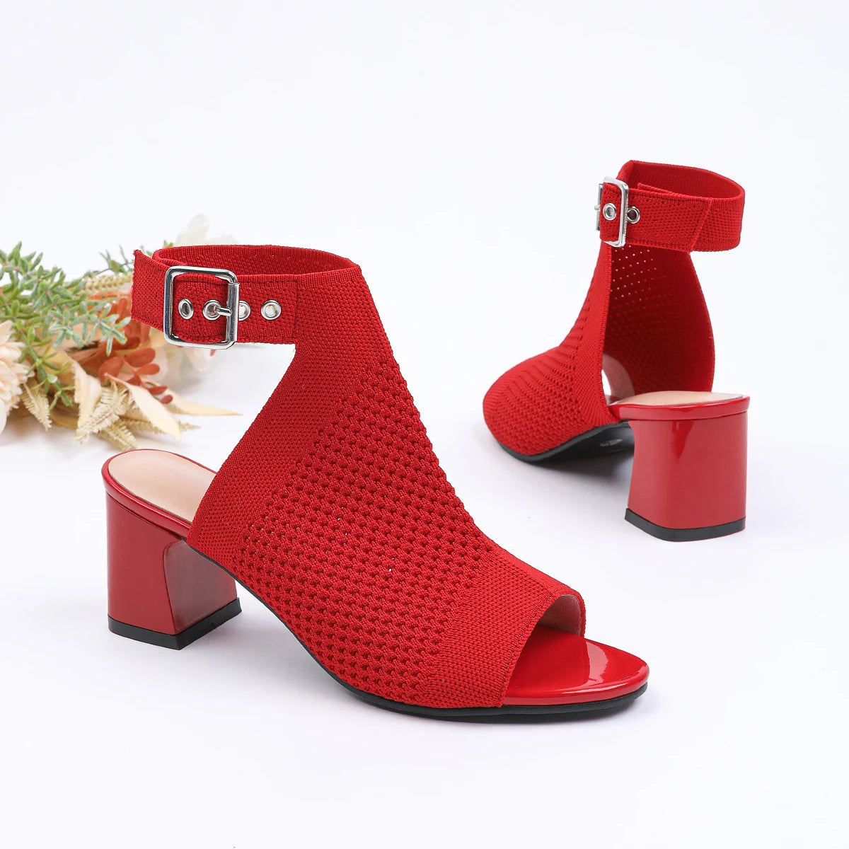 Chic Knit Peep Toe Sandals