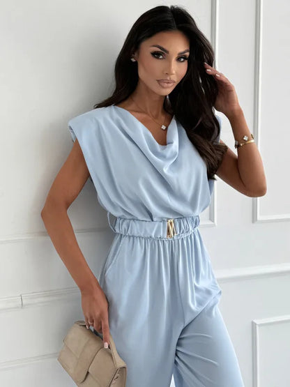 Sophia Elegant Wide Leg Jumpsuit with Belt
