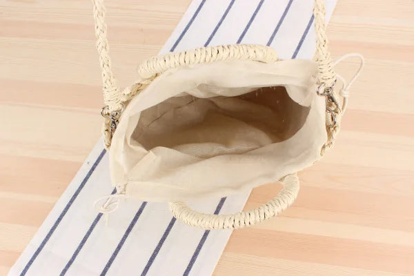 Handwoven Straw Half-Moon Bag