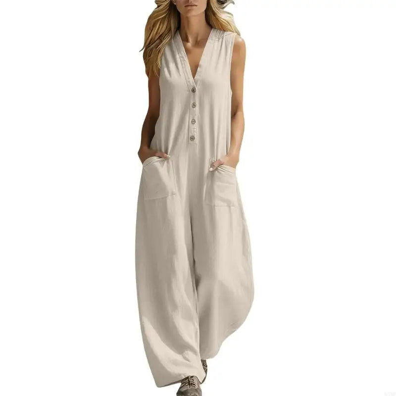 Effortless Wide Leg Sleeveless Jumpsuit