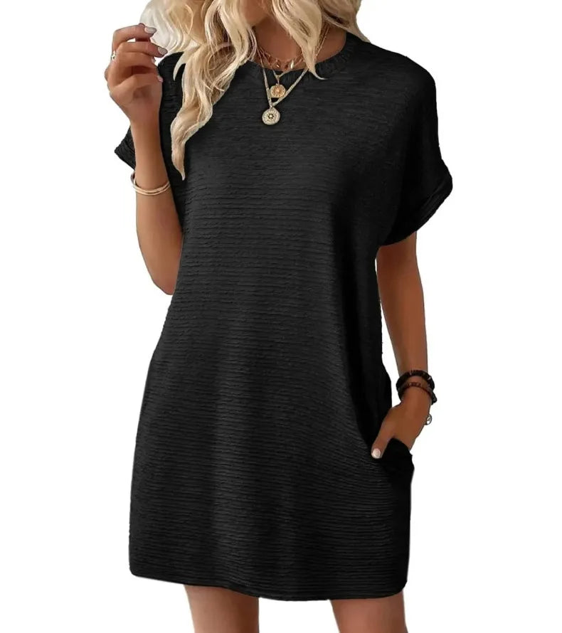 Relaxed Short Sleeve Mini Dress