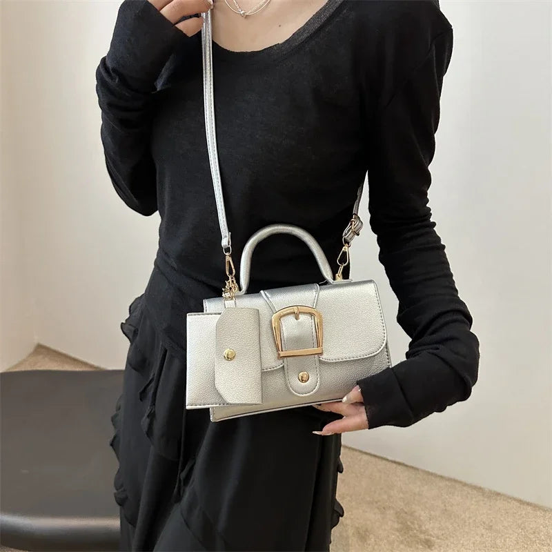 Structured Buckle Top-Handle Mini Bag