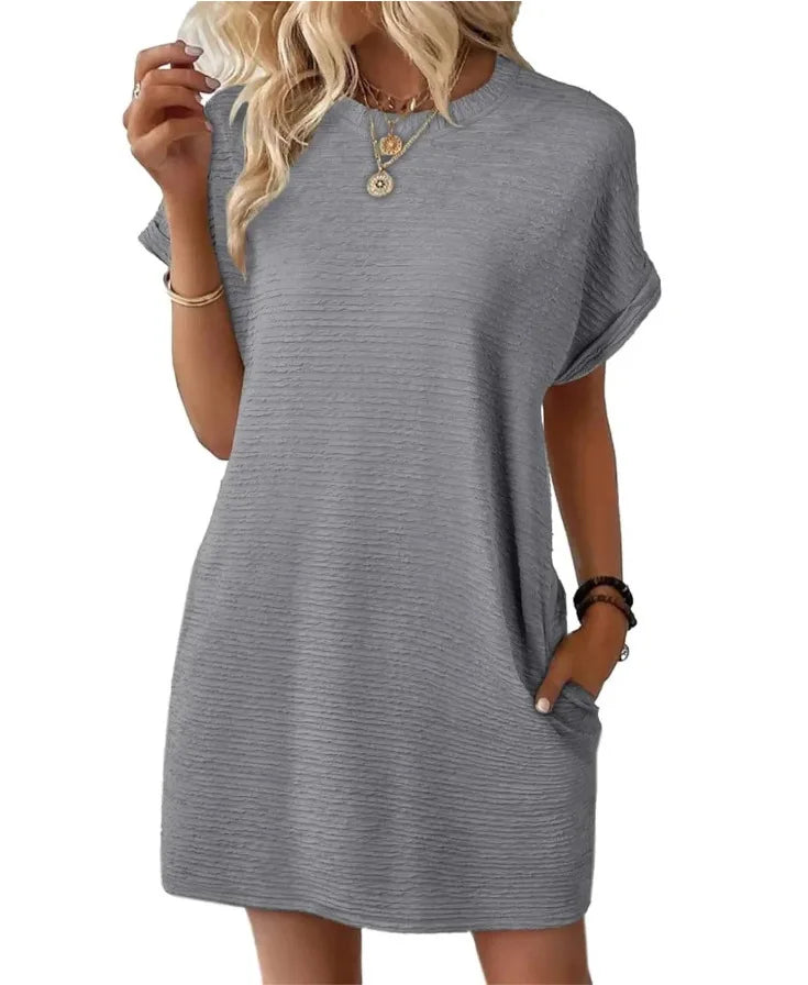 Relaxed Short Sleeve Mini Dress