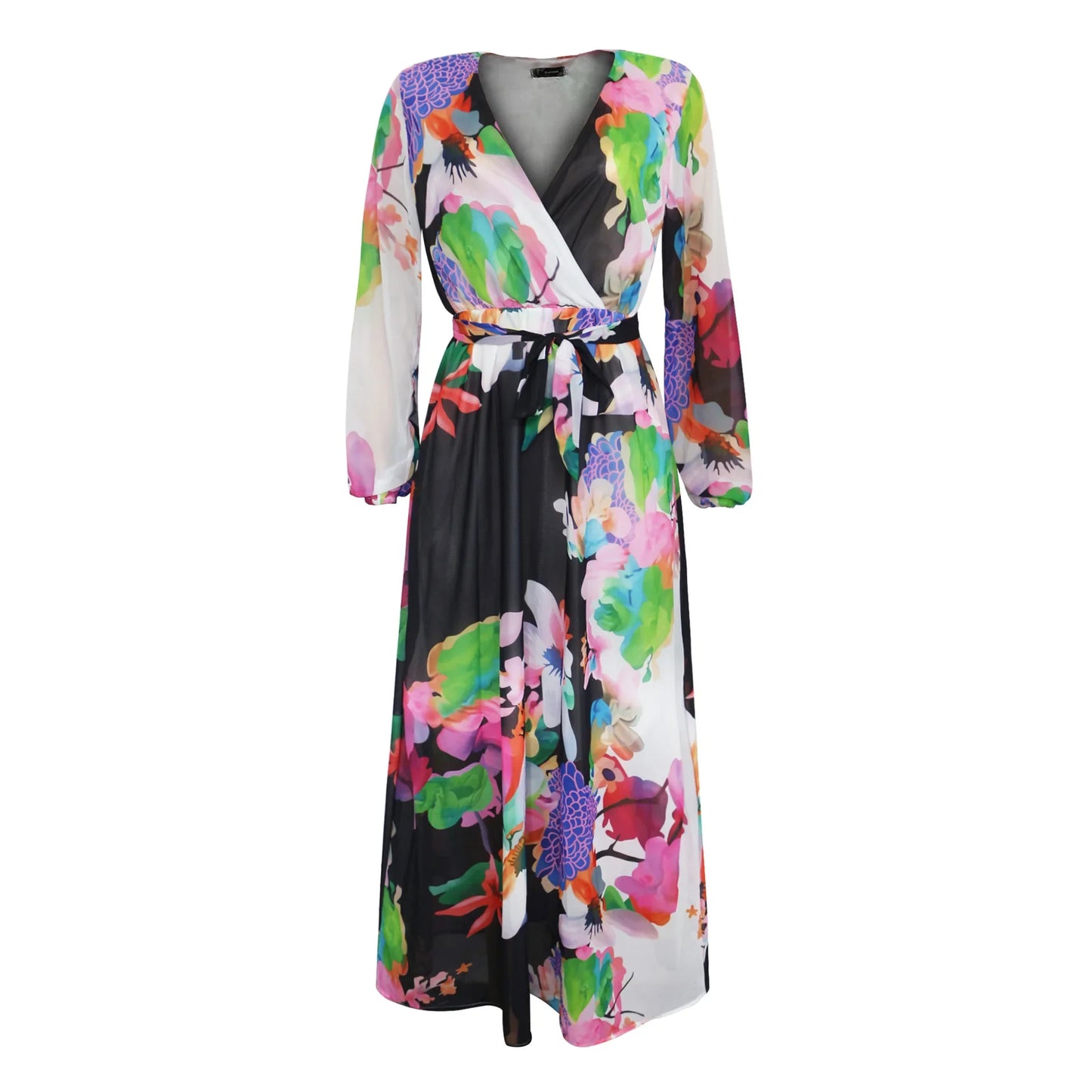 Women's Printed Wrap Maxi Dress