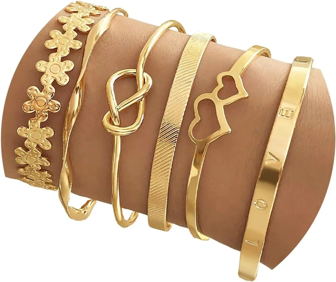 Modern Geometric Stackable Bangle Bracelet Set