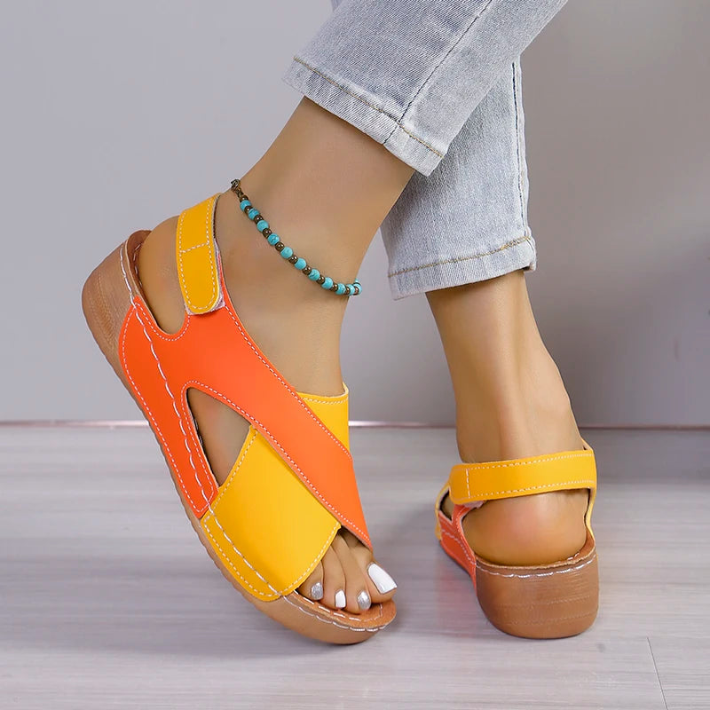 Casual Style Colorblock Wedge Sandals
