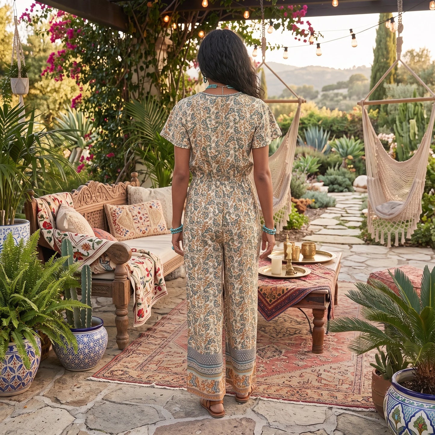 Boho Floral Wide Leg Jumpsuit