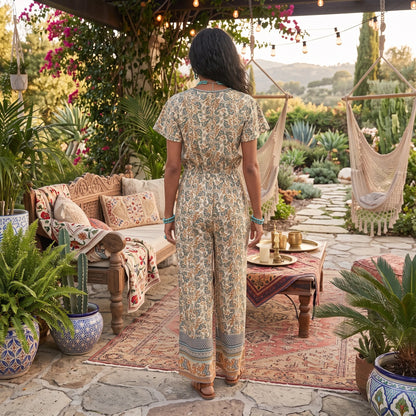Boho Floral Wide Leg Jumpsuit