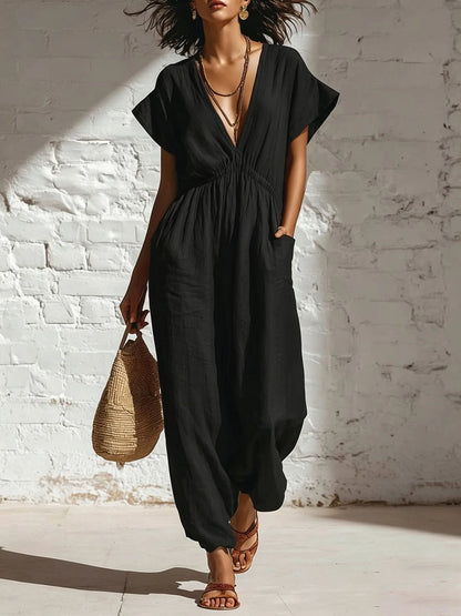 Marrakech Breeze V-Neck Harem Jumpsuit