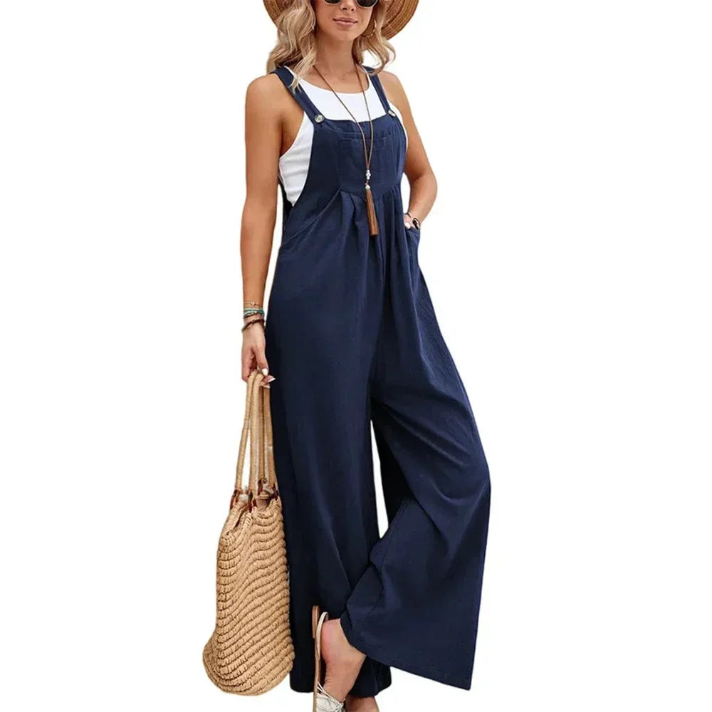 Wide Leg Loose Suspender Jumpsuit