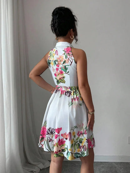 Floral Halter Neck Summer Dress