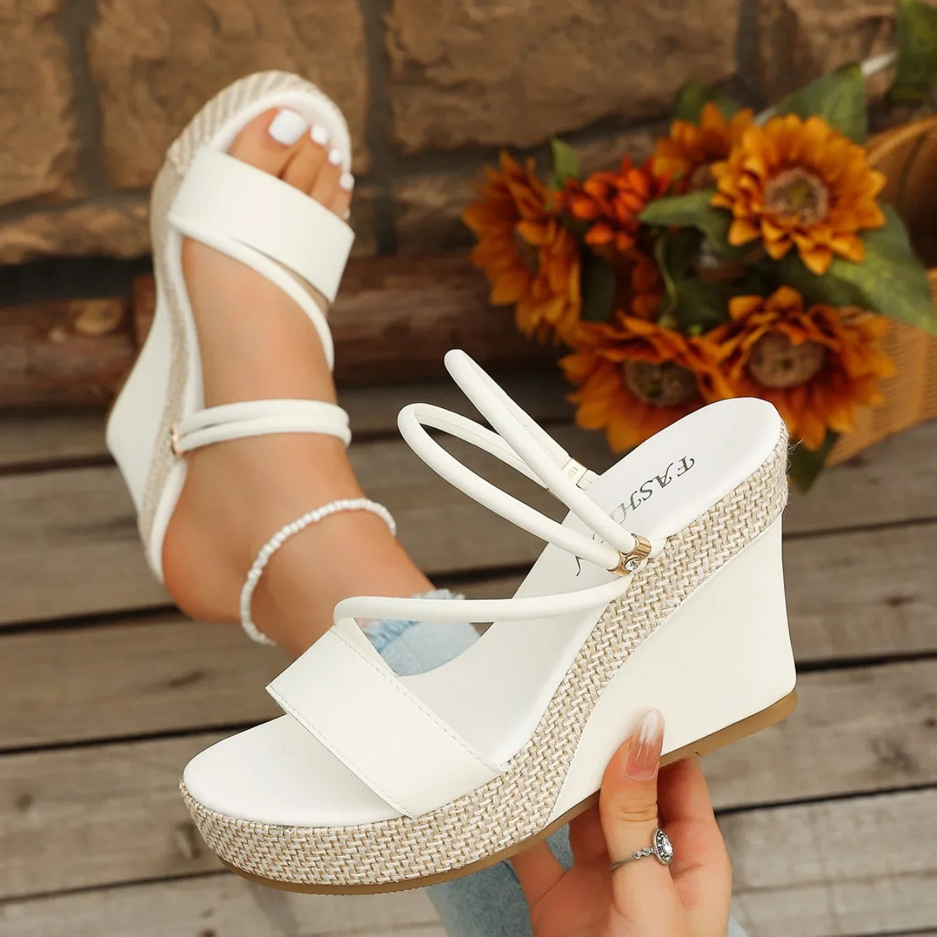Luxe Woven Platform Wedge Sandals