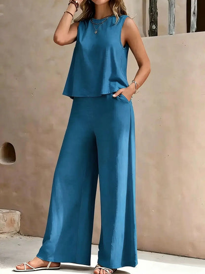 Serene Breeze Wide-Leg Two-Piece Set