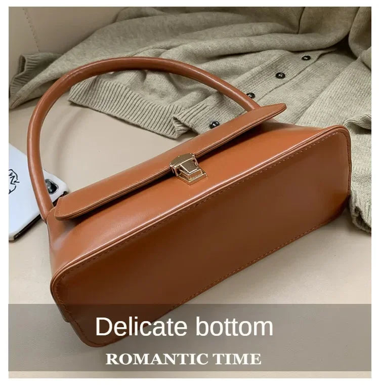 Minimalist Leather Baguette Shoulder Bag