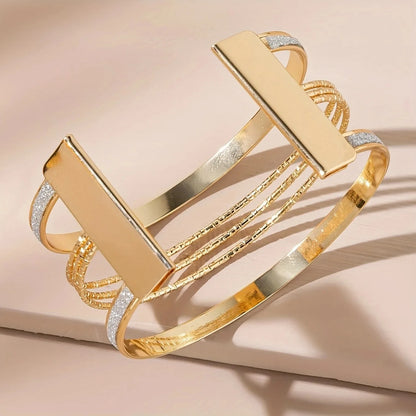 Frosted Gold Geometric Cuff Bracelet