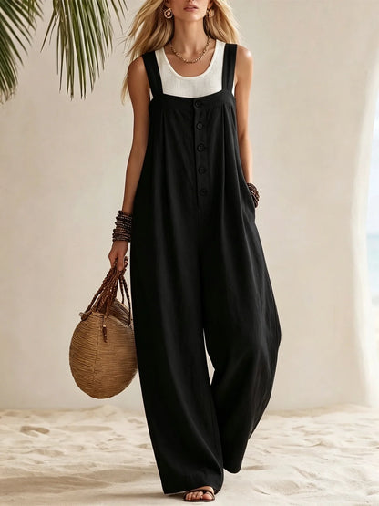 Sundrift Wide-Leg Button Overalls