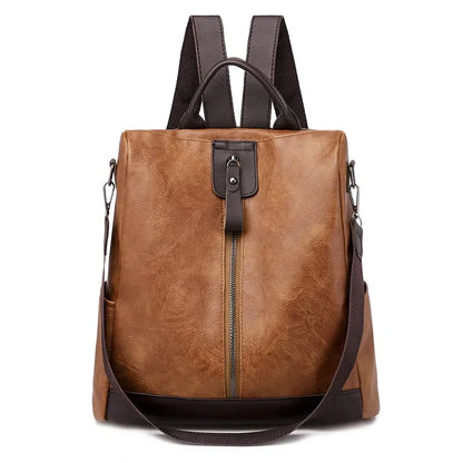 Women's Anti-Theft Leather Backpack