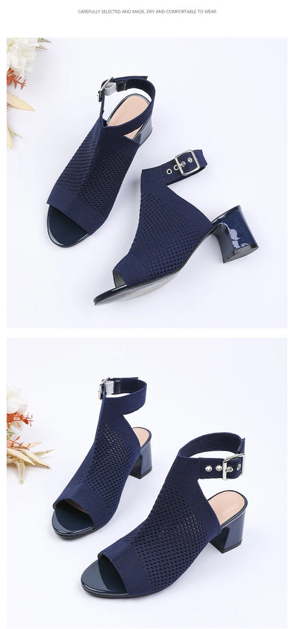Chic Knit Peep Toe Sandals