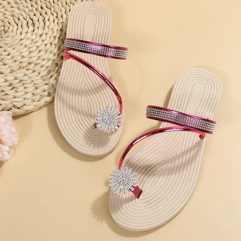Luxury Rhinestone Flat Sandals