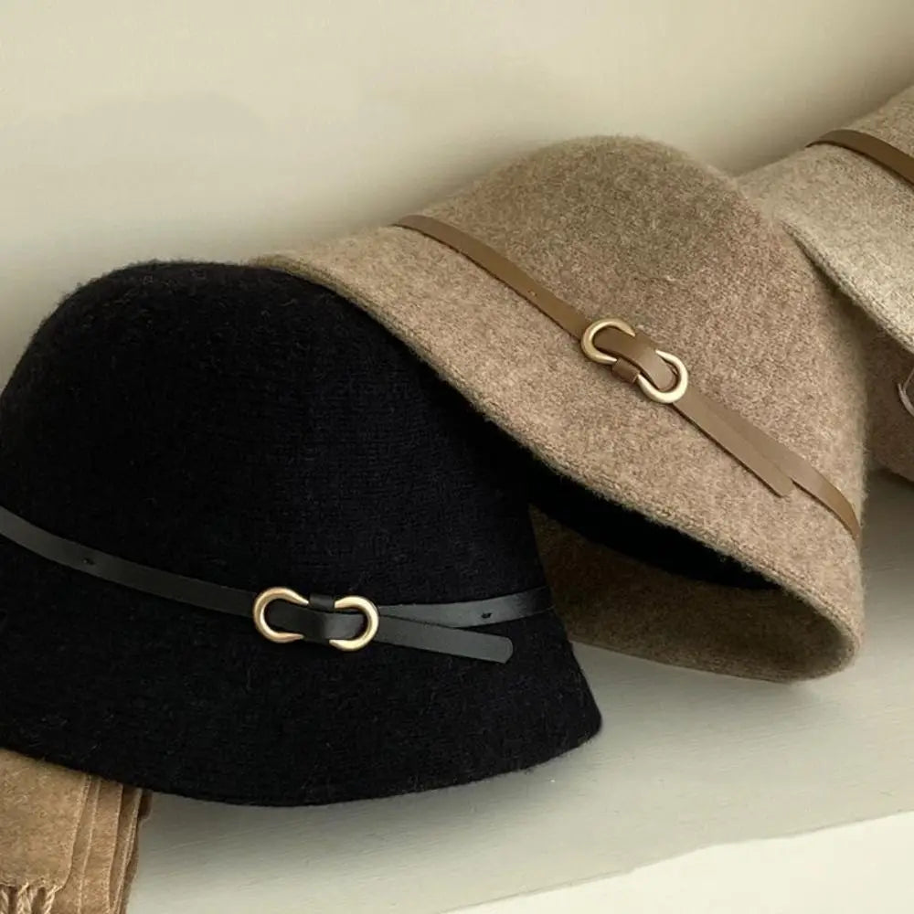 Chic Wool Buckle Cap