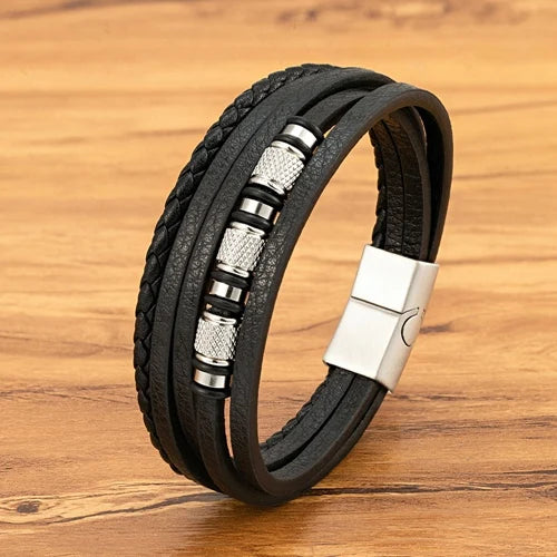 Braided Leather Statement Bracelet