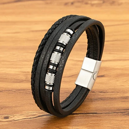 Braided Leather Statement Bracelet