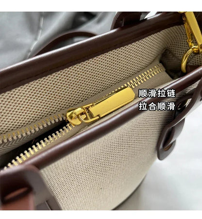 Two-Tone Canvas Bucket Bag