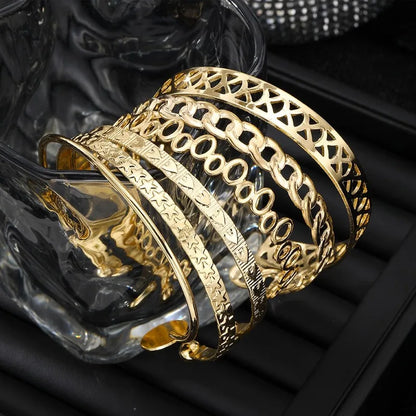 Modern Geometric Stackable Bangle Bracelet Set