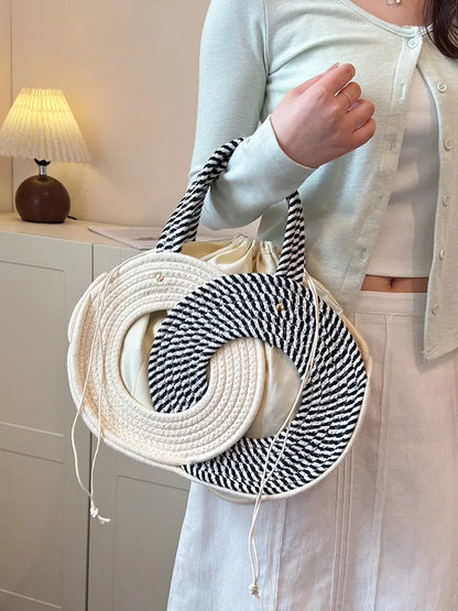 Aura Woven Straw Shoulder Handbag