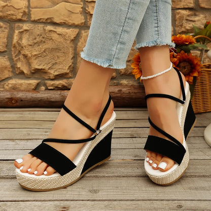 Luxe Woven Platform Wedge Sandals
