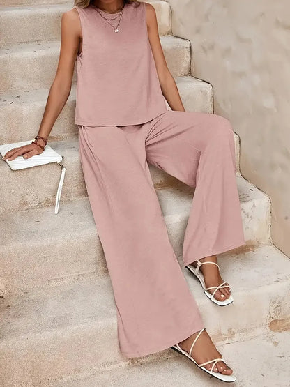 Serene Breeze Wide-Leg Two-Piece Set