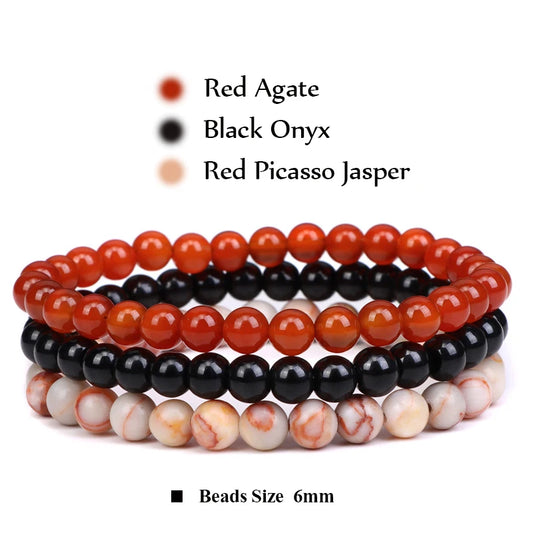 3Pcs Stacked Natural Stone Bracelet Set
