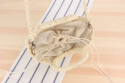 Handwoven Straw Half-Moon Bag
