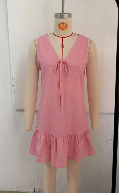 Sunset Tie-Front Ruffle Mini Dress