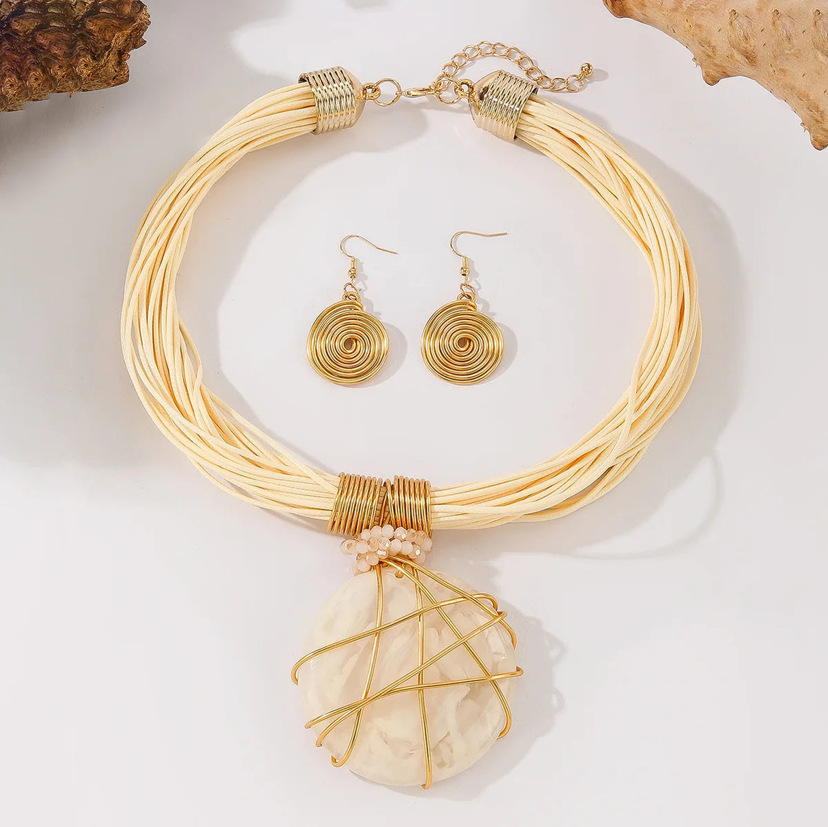 Hand-Woven Resin & Aluminum Statement Set