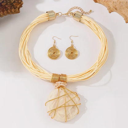 Hand-Woven Resin & Aluminum Statement Set