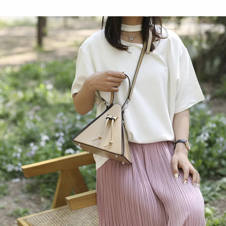 Geo Triangle Drawstring Bucket Bag