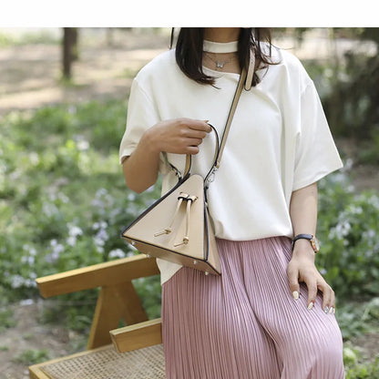 Geo Triangle Drawstring Bucket Bag