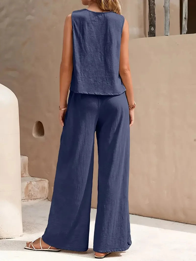 Serene Breeze Wide-Leg Two-Piece Set