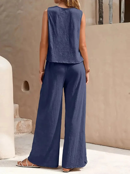 Serene Breeze Wide-Leg Two-Piece Set