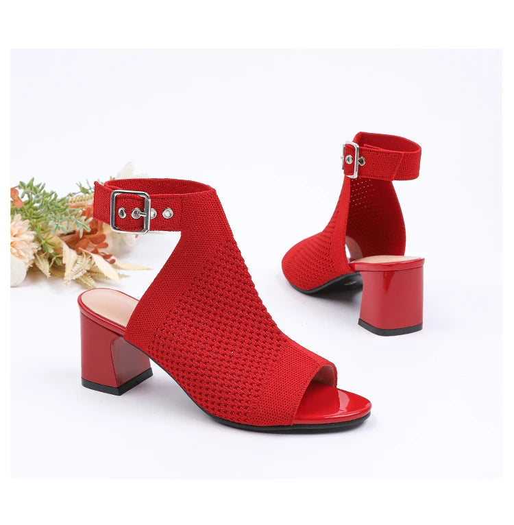 Chic Knit Peep Toe Sandals